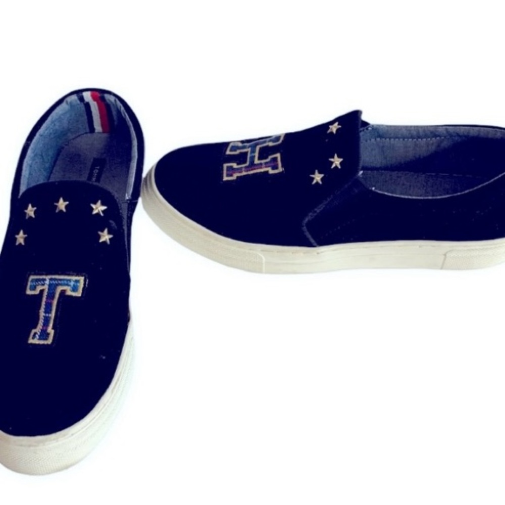 Tommy Hilfiger Black Velvet Soda Slip Ons Sz 9 - Picture 2 of 8